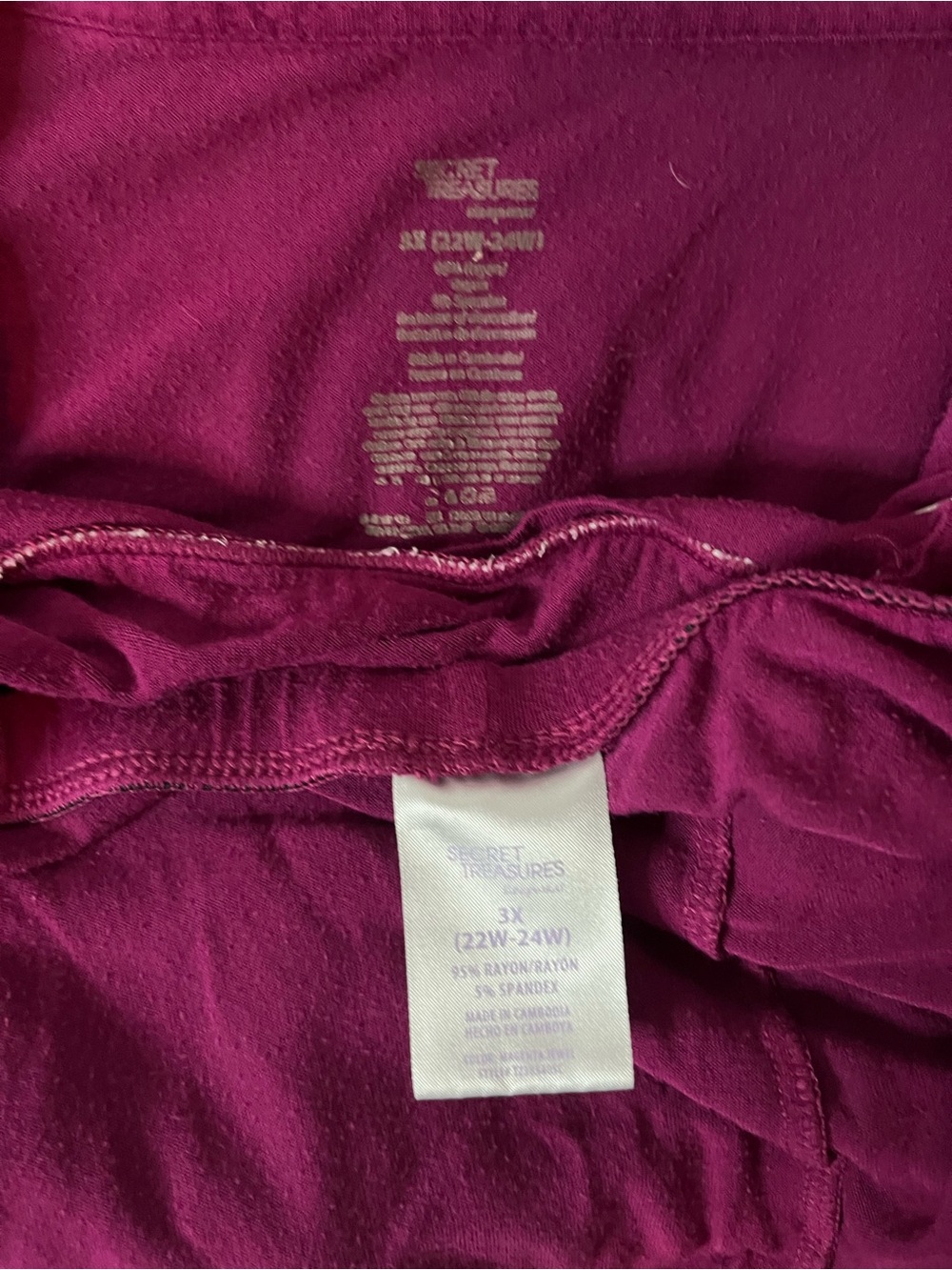 Secret Treasures Magenta Short Sleeve Button-Up Pajama Set with White Piping - Picture 7 of 7